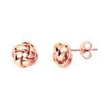 14K Rose Gold High Polished Puffed Love Knot Earring