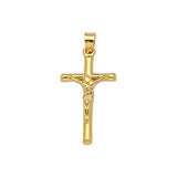 14K Yellow Gold 3D Style Hollow Crucifix Cross Pendant