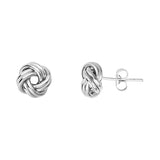 14K White Gold Puffed Double Tubes Small Love Knot Earring