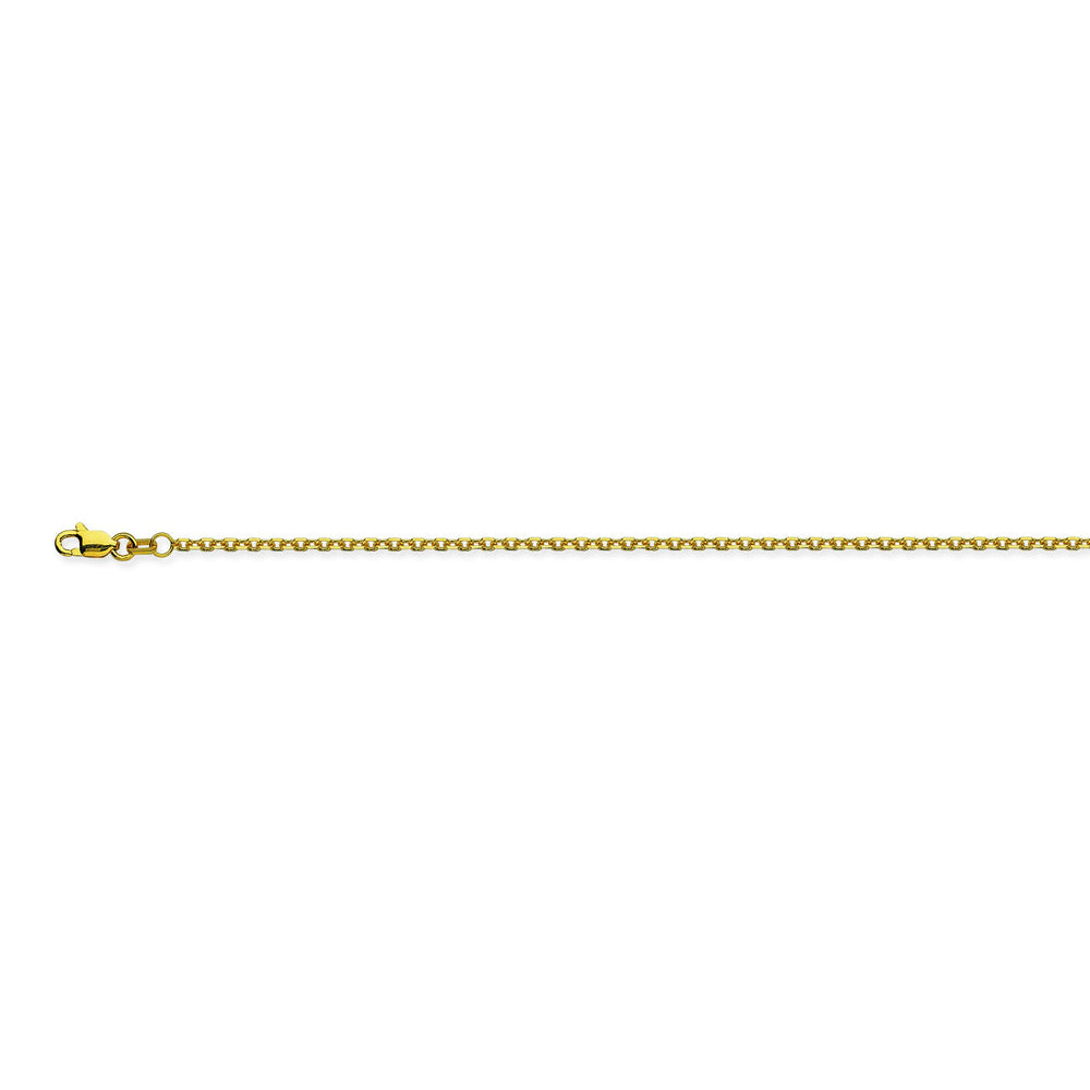 14K Yellow Gold 1.5 Diamond Cut Cable Chain in 16 inch, 18 inch, 20 inch, 24 inch, & 30 inch