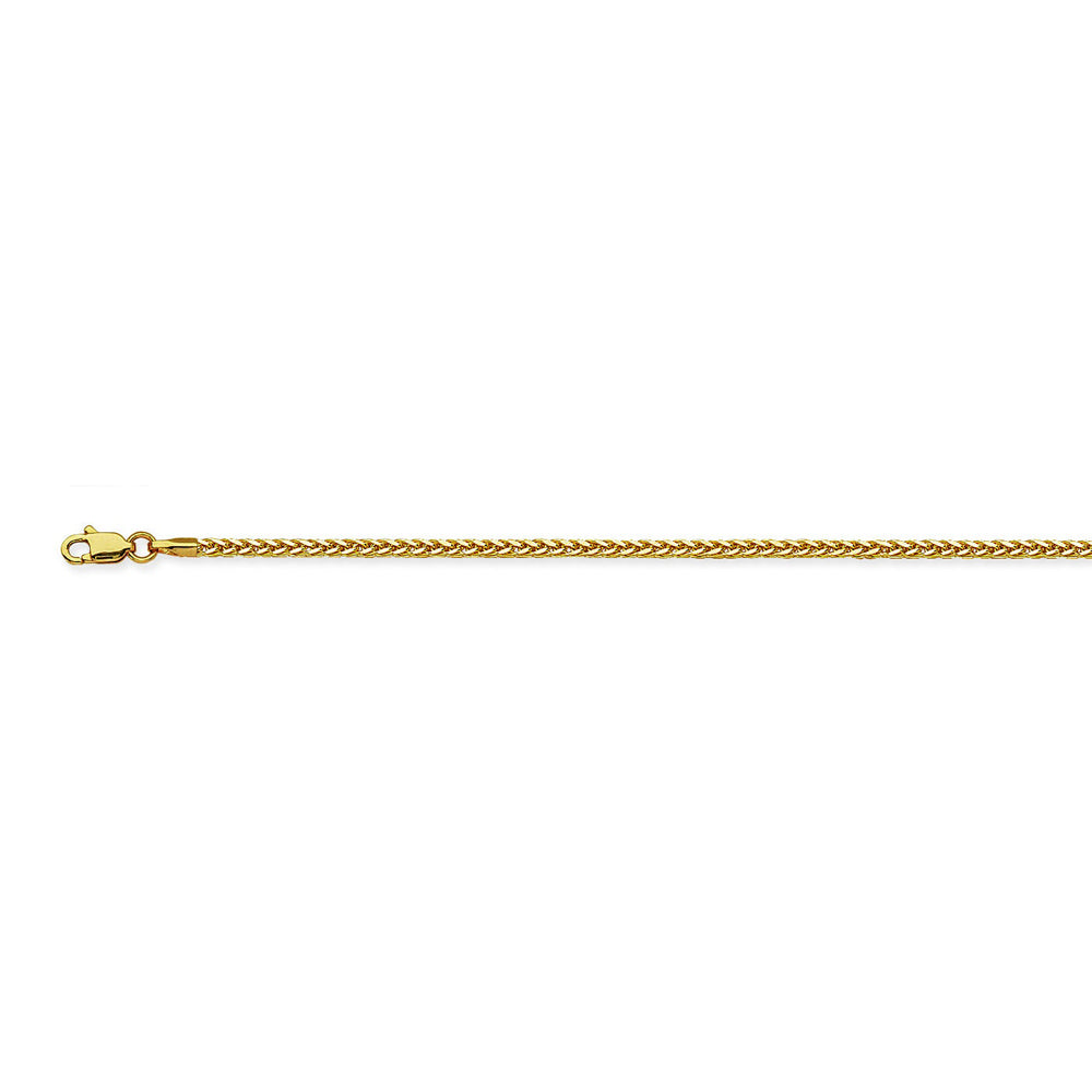14K Yellow Gold 2.25 Light Square Wheat Chain in 18 inch, 20 inch, & 24 inch