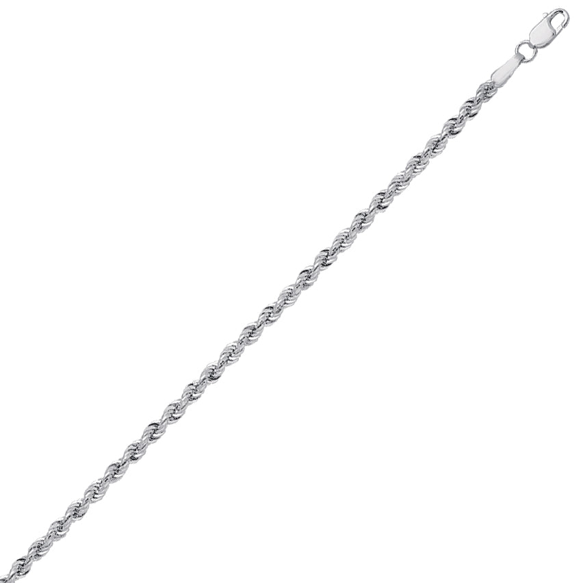 14K White Gold 2.15 Diamond Cut Rope Chain in 16 inch, 18 inch, 20 inch, 22 inch, 24 inch, & 30 inch