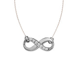 14K White Gold Infinity Diamond Necklace. Adjustable Cable Chain 16