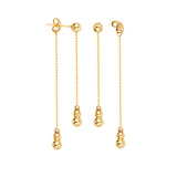 14K Yellow Gold Front to Back Graduating Round Beads Threader Earring