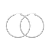 14K White Gold Rope Twist 3 mm Hoop Earrings