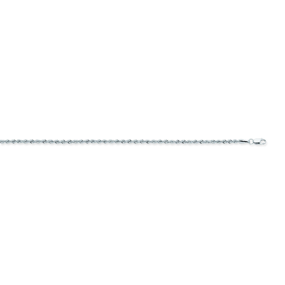 14K White Gold 1.8 Light Rope Chain in 16 inch, 18 inch, 20 inch, 22 inch, & 24 inch