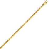 14K Yellow Gold 2.6 Designer Rope Chain in 16 inch, 18 inch, & 20 inch