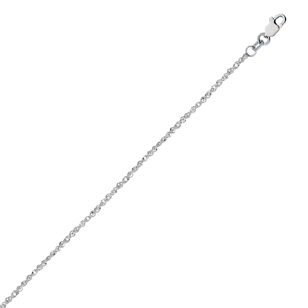 14K White Gold 1.37 Sparkle Singapore Chain in 16 inch, 18 inch, & 20 inch