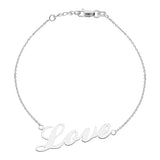 14K White Gold Love Bracelet. Adjustable Cable Chain 7" to 7.50"