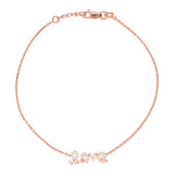 14K Rose Gold Cubic Zirconia Love Bracelet. Adjustable Diamond Cut Cable Chain 7
