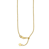 22" Adjustable Sparkle Chain Necklace with Slider 14K Yellow Gold 1.15 mm 2.85 grams