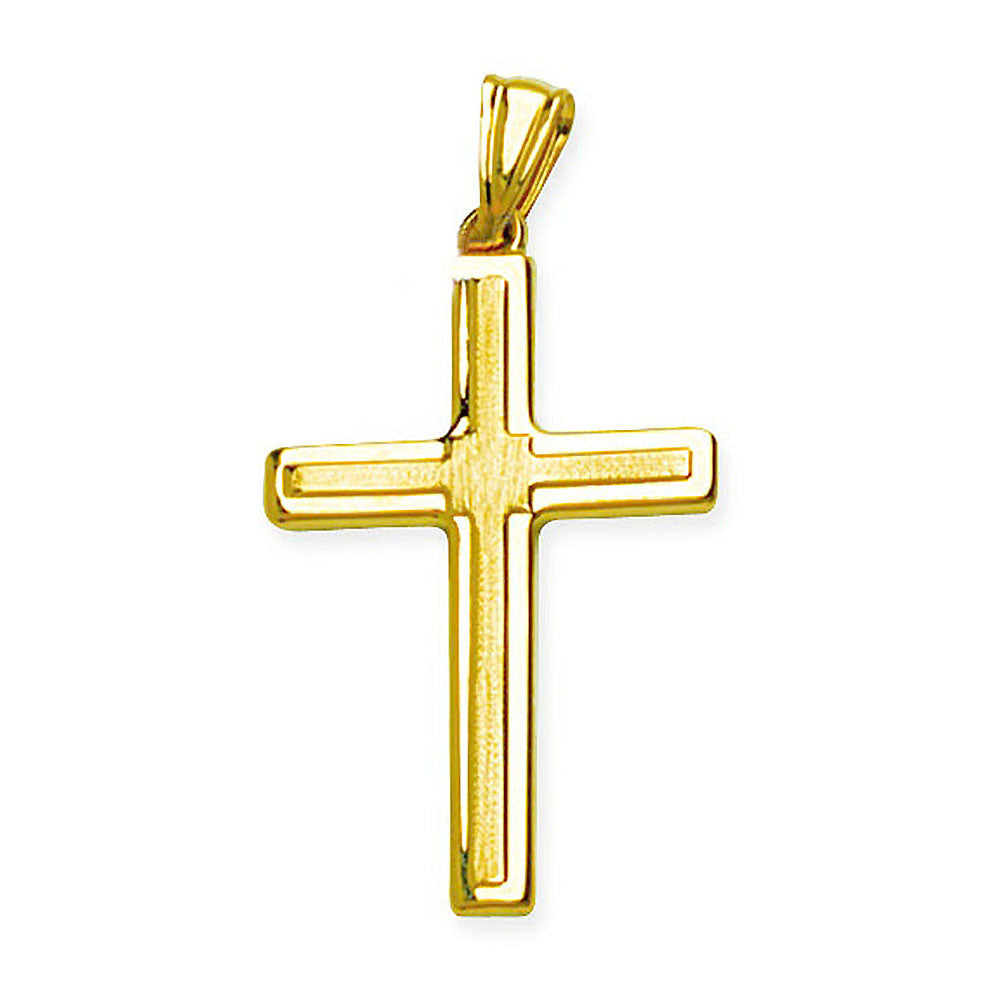 14K Yellow Gold Satin Polish Raised Cross Pendant