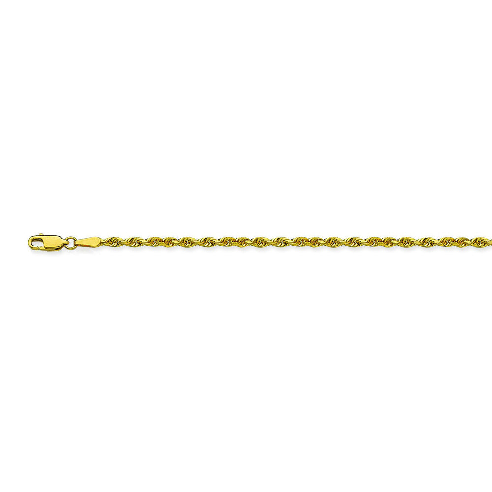 10K Yellow Gold 2.3 Diamond Cut Rope Chain in 20 inch, & 24 inch