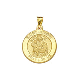 14K Yellow Gold Saint Joseph Round Medal With Text Saint Joseph. Pray for us