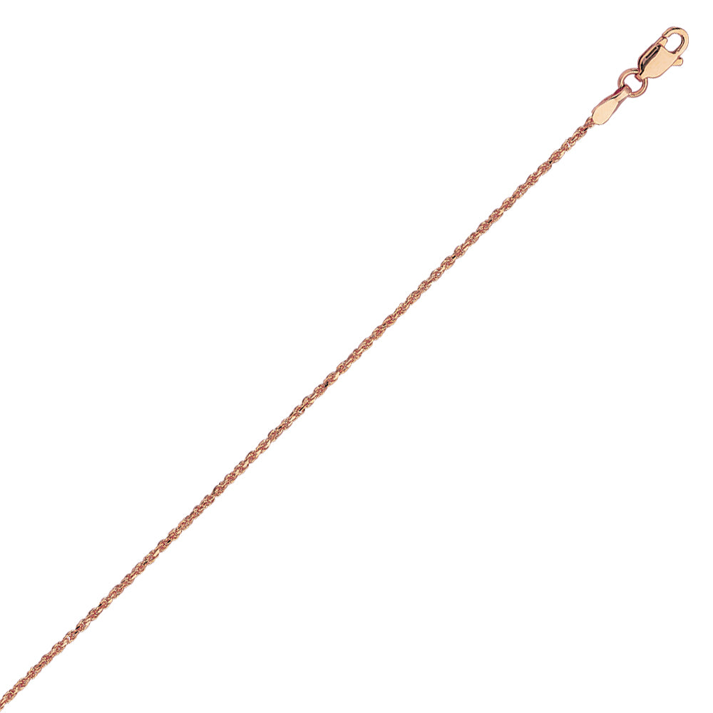 14K Rose Gold 1.05 Diamond Cut Rope Chain in 16 inch, 18 inch, 20 inch, & 24 inch