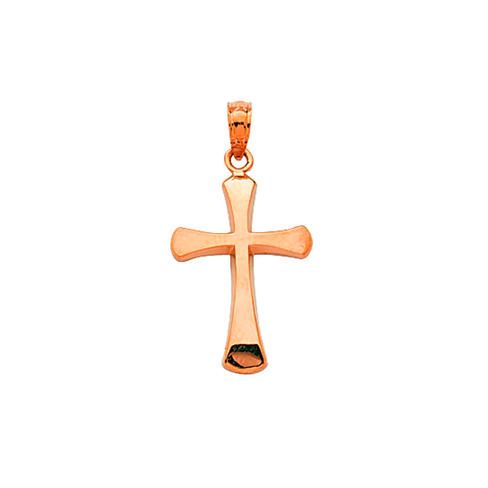 14K Rose Gold Beveled Style Cross Pendant