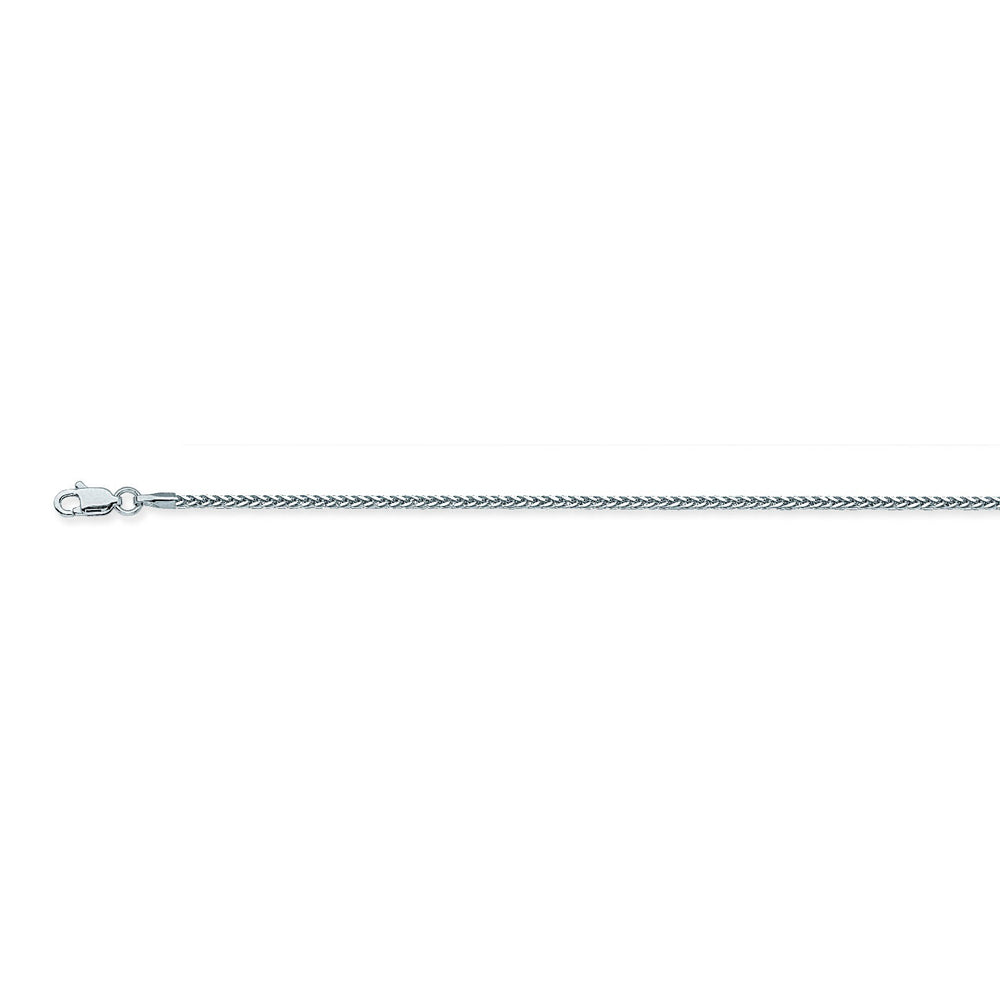 14K White Gold 1.25 Light Square Wheat Chain in 16 inch, 18 inch, 20 inch, & 24 inch