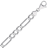 10K White Gold 7.3 Figaro Chain in 8 inch, 8.5 inch, 30 inch, 22 inch, & 24 inch