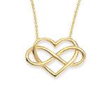 14K Yellow Gold Infinite Love Heart and Infitnity Necklace. Adjustable Cable Chain 16"-18"