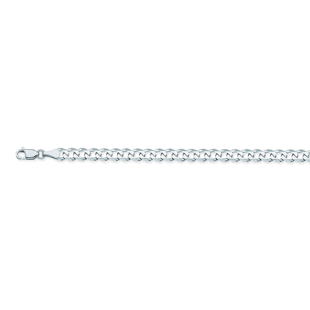 14K White Gold 5.2 Curb Chain in 8.5 inch, 18 inch, 20 inch, 22 inch, 24 inch, 30 inch