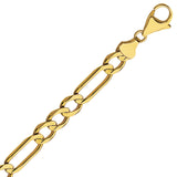 10K Yellow Gold 7.3 Figaro Chain in 8 inch, 8.5 inch, 22 inch, 24 inch, & 30 inch