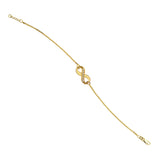 14K Yellow Gold Infinity Diamond Bracelet. Adjustable Cable Chain 7" to 7.50"