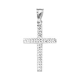 14K White Gold Diamond Cut Reversible Cross Pendant