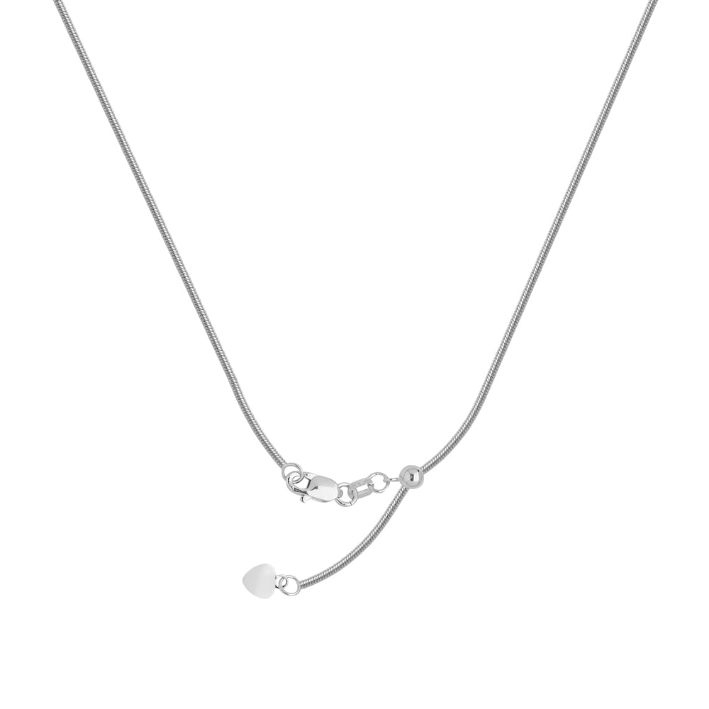 22" Adjustable Snake Chain Necklace with Slider 14K White Gold 1.4 mm 5.15 grams