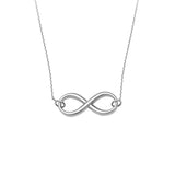 14K White Gold Infinity Necklace. Adjustable Cable Chain 16" to 18"