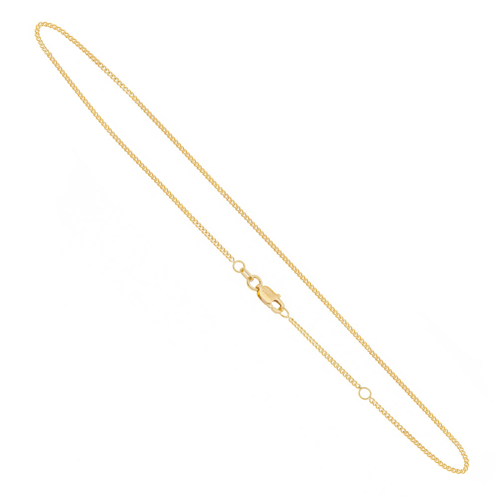 14K Yellow Gold Curb Chain Anklet Adjustable 9" to 10" length
