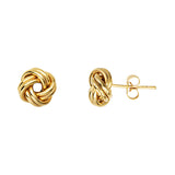 14K Yellow Gold Puffed Double Tubes Small Love Knot Earring