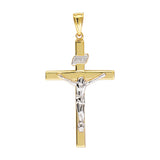 14K Two Tone Gold Crucifix Cross Pendant