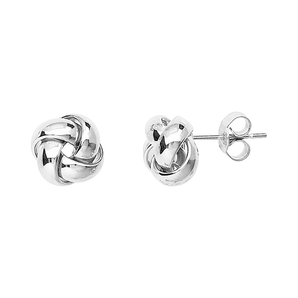 14K White Gold High Polished Puffed Love Knot Earring