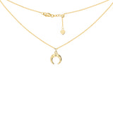 14K Yellow Gold Half Moon Charm Diamond Choker Necklace. Adjustable 10"-16"