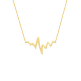 14K Yellow Gold Heartbeat Necklace. Adjustable Diamond Cut Cable Chain 16" to 18"