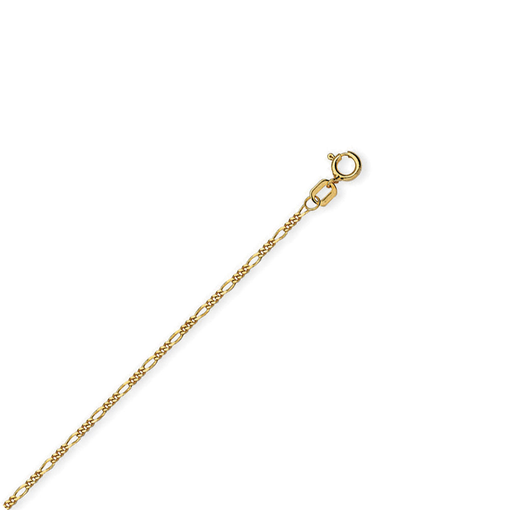 14K Yellow Gold 13-15 inch Childrens Adjustable Figaro Chain 1.28 mm 1.5 grams