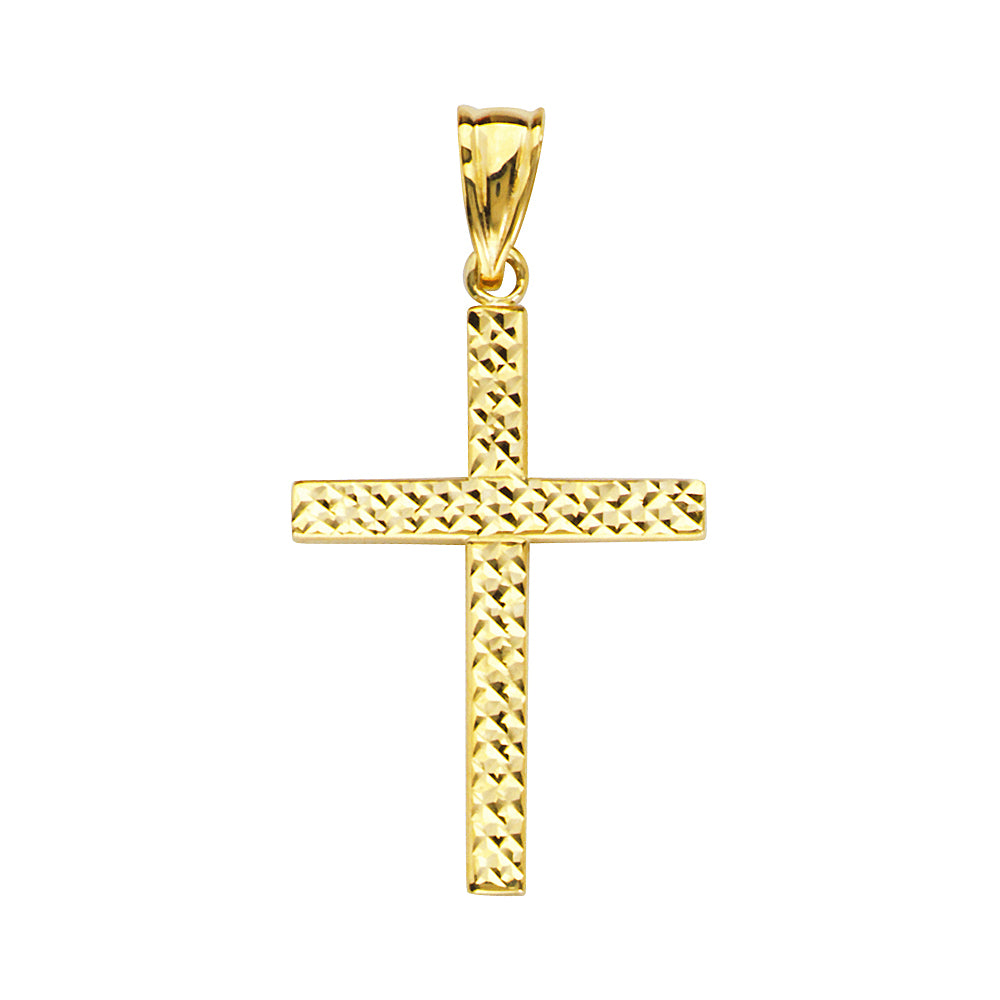 14K Yellow Gold Diamond Cut Reversible Cross Pendant