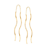 14K Yellow Gold Wavy Tubes Threader Earring