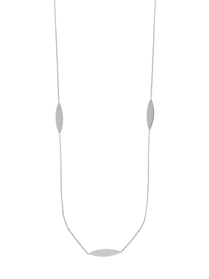 Sterling Silver Marquise Station Long Necklace 36 Inches - by Dazyle