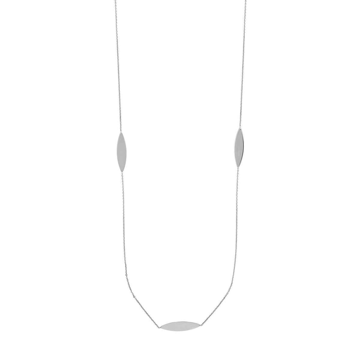 Sterling Silver Marquise Station Long Necklace 36 Inches - by Dazyle