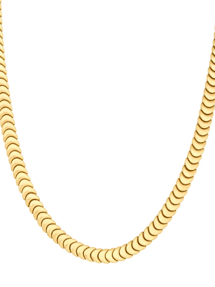 Polished 14K Yellow Gold Caterpillar Chain Snap-Lock Clasp 18 Inch Length - by Dazyle
