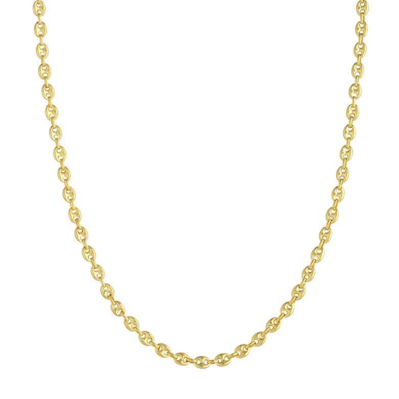 14K Yellow Gold Puff Mariner Chain with Lobster Lock - 4.5mm | 18 Inch - by Dazyle