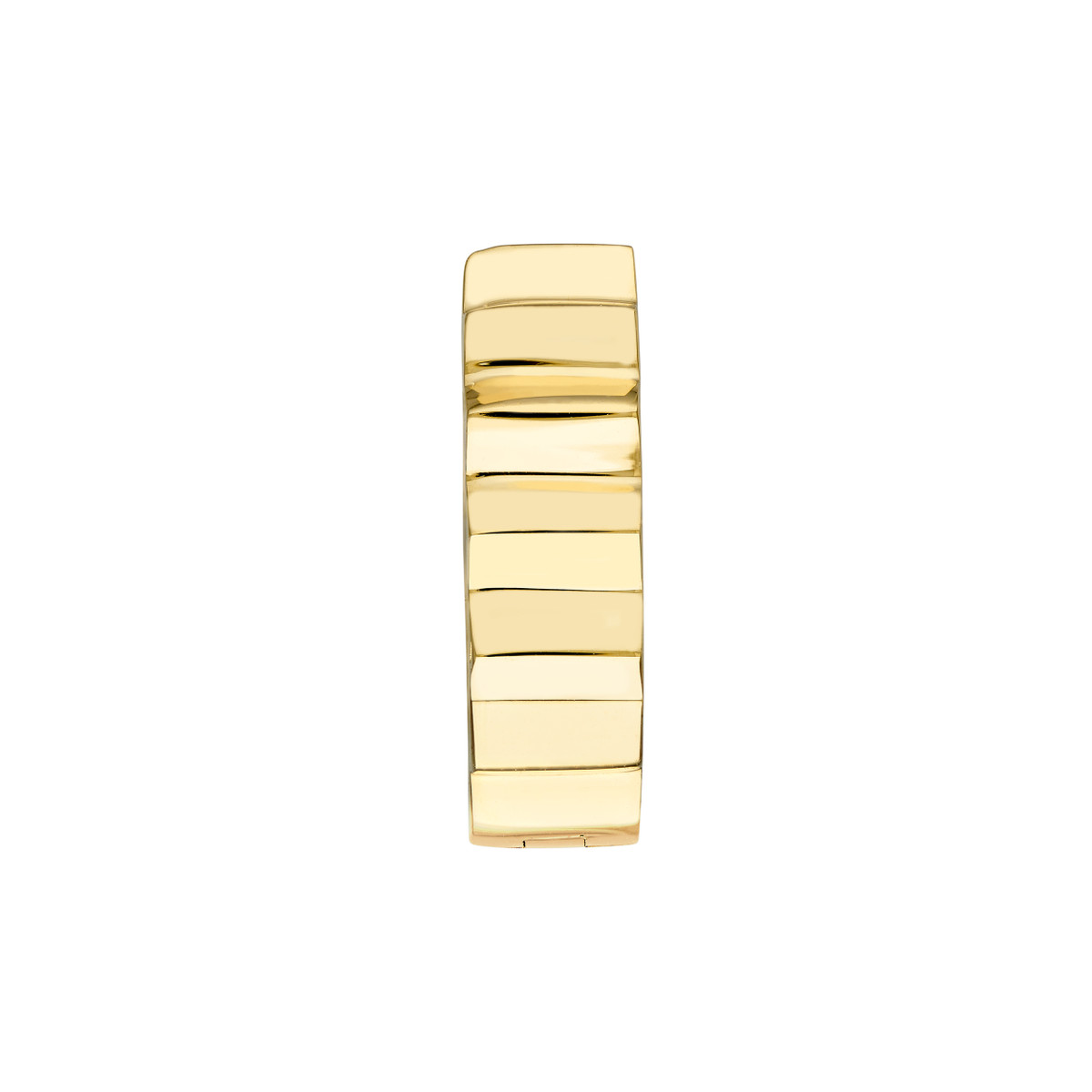 Ridged Polished Round Hoop Earrings - 14K Yellow Gold - by Dazyle - Image 3