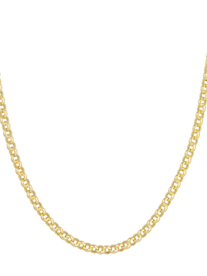 14K Yellow Gold Hollow Rolo Chain Necklace - 5.2mm - 18 Inch - by Dazyle