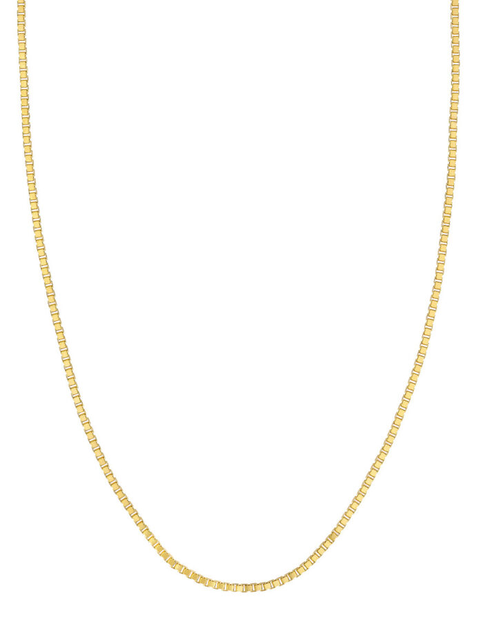 14K Yellow Gold Box Chain Necklace - 2.0mm Thickness - 18 inches - by Dazyle