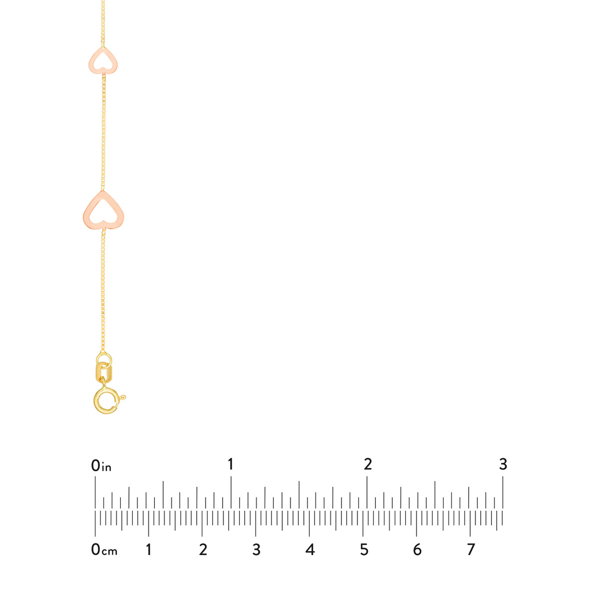Two-Tone Open Heart on Box Chain Necklace - 14K Yellow & Rose Gold - 17 Inch - by Dazyle - Image 5