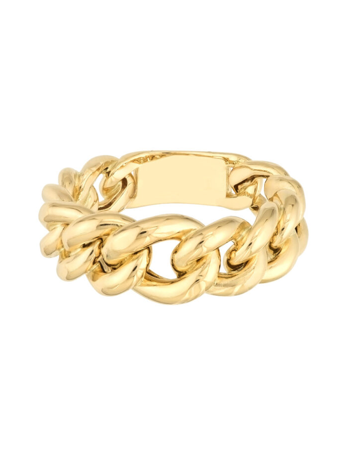 Large Graduated Curb Link Ring | 14K Yellow Gold |Sizes 6, 7, 8 - by Dazyle