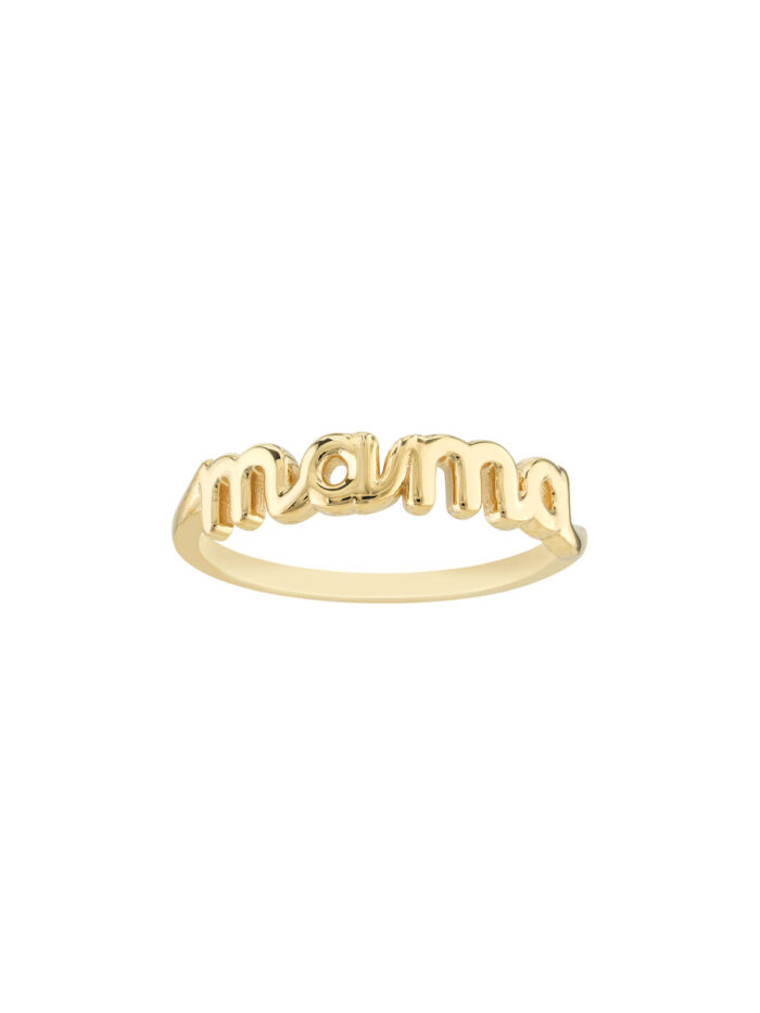Cursive Mama Ring - 14K Yellow Gold - Sizes 6, 7, 8 - by Dazyle