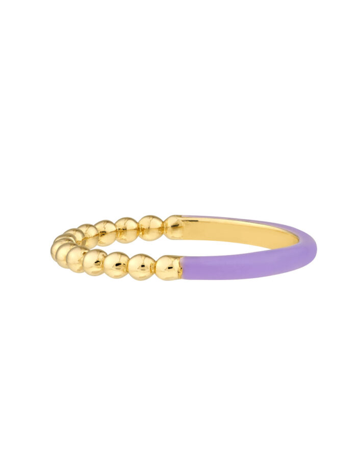 Beaded and Purple Enamel Ring - 14K Yellow Gold - Sizes 6, 7, and 8 - by Dazyle