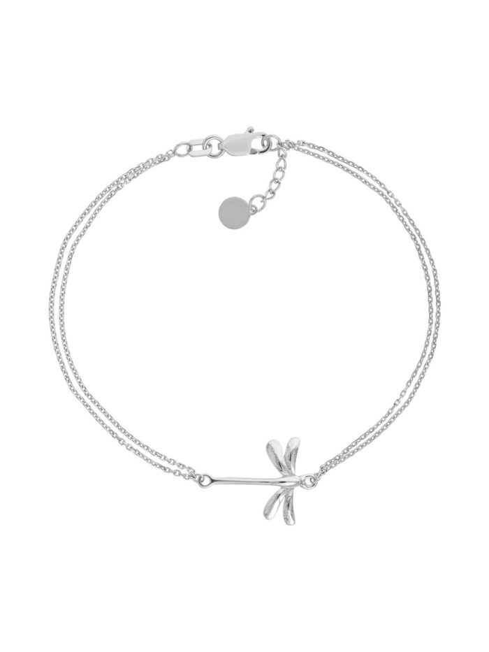 Sterling Silver Dragonfly Adjustable Bracelet - Sterling Silver 7.5 Inch - by Dazyle